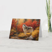 Alaskan Malamute im Herbstfall Inspiriert Karte (Vorderseite)