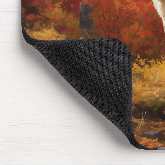 Alaskan Malamute im Herbstfall Inspiriert Mousepad (Ecke)