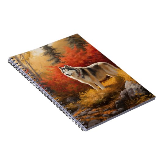 Alaskan Malamute im Herbstfall Inspiriert Notizblock (Rechte Seite)