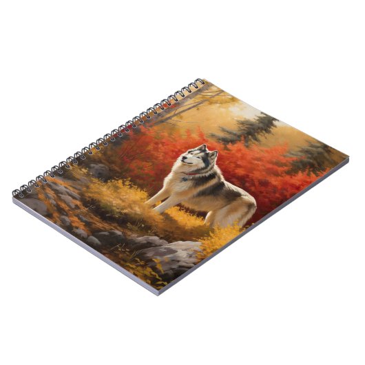 Alaskan Malamute im Herbstfall Inspiriert Notizblock (Linke Seite)