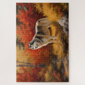 Alaskan Malamute im Herbstfall Inspiriert Puzzle (Vertikal)