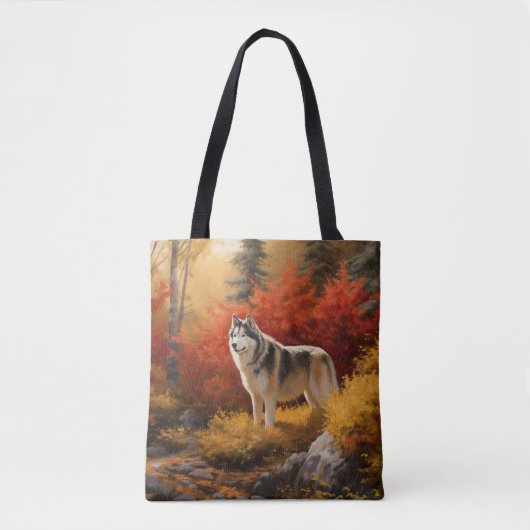 Alaskan Malamute im Herbstfall Inspiriert Tasche (Vorderseite)