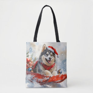 Alaskan Malamute im Schlitten Lass es schneien Wei Tasche