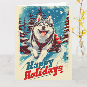 Alaskan Malamute in Schnee Weihnachten Karte