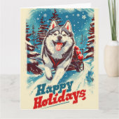 Alaskan Malamute in Schnee Weihnachten Karte (Vorderseite)