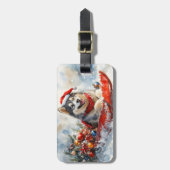 Alaskan Malamute in Sledge Let it Schnee Weihnacht Gepäckanhänger (Vorderseite vertikal)