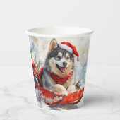 Alaskan Malamute in Sledge Let it Schnee Weihnacht Pappbecher (Vorderseite)