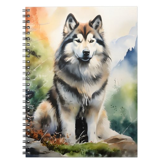 Alaskan Malamute Ink Portrait Notizblock (Vorderseite)