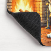 Alaskan Malamute Kamin mit Weihnachtslichtern Mousepad (Ecke)