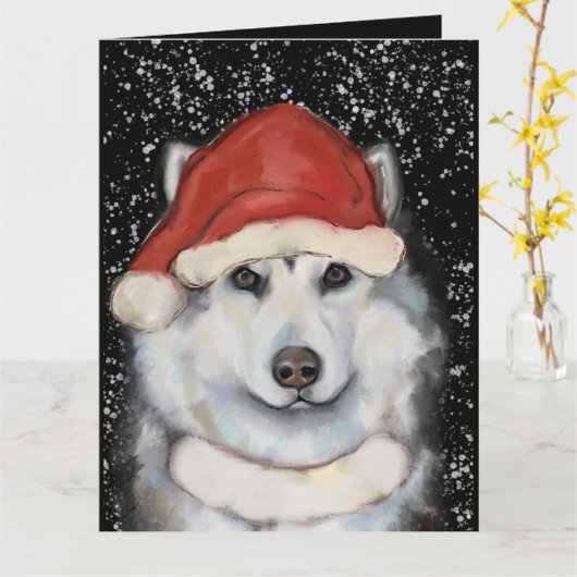 Alaskan Malamute Karte (Gelbe Blume)