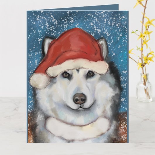 Alaskan Malamute Karte (Gelbe Blume)