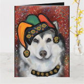 Alaskan Malamute Karte (Gelbe Blume)