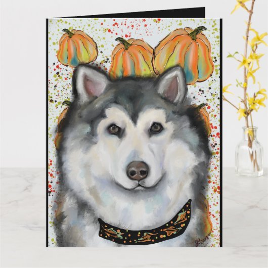Alaskan Malamute Karte (Gelbe Blume)