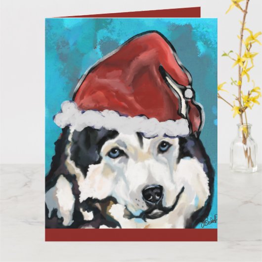 Alaskan Malamute Karte (Gelbe Blume)