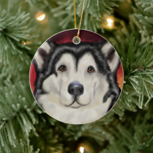 Alaskan Malamute Keramik Ornament (Baum)