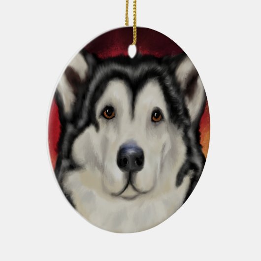 Alaskan Malamute Keramik Ornament (Rechts)