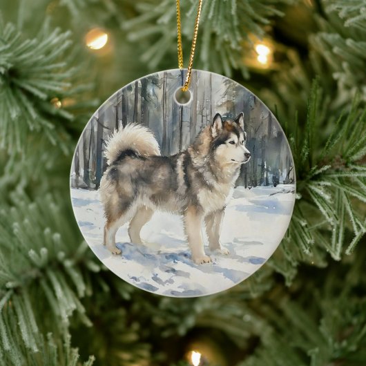 Alaskan Malamute Keramik Ornament (Baum)