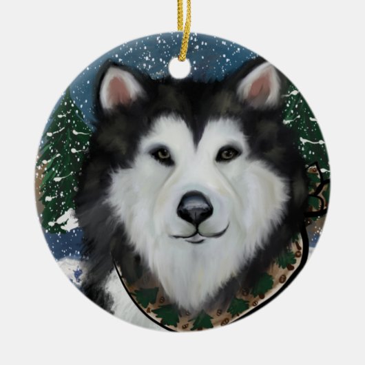 Alaskan Malamute Keramik Ornament (Vorne)