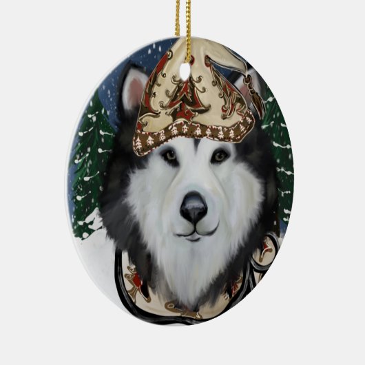 Alaskan Malamute Keramik Ornament (Rechts)