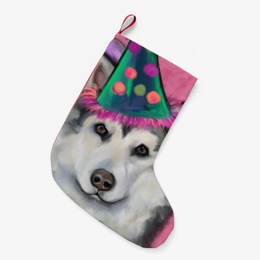 ALASKAN MALAMUTE KLEINER WEIHNACHTSSTRUMPF (Vorderansicht (hängend))