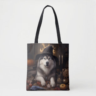 Alaskan Malamute Kürbisse Halloween Gruselig Tasche
