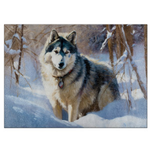 Alaskan Malamute Lass es schneien Weihnachten Schneidebrett