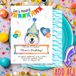 Alaskan Malamute Lasse Pawty Dog Birthday Party Einladung