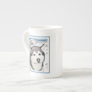 Alaskan Malamute Malerei - Niedliche Original Hund Porzellantasse