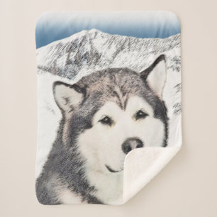 Alaskan Malamute Malerei - Niedliche Original Hund Sherpadecke