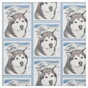 Alaskan Malamute Malerei - Niedliche Original Hund Stoff