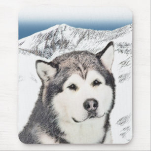 Alaskan Malamute Malerei - Süße originelle Hundeku Mousepad