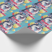 Alaskan Malamute mit Balloons Geburtstag Geschenkpapier (Ecke)