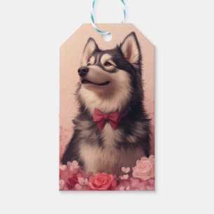 Alaskan Malamute mit Rose - Valentinstag Geschenkanhänger