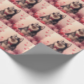 Alaskan Malamute mit Rose - Valentinstag Geschenkpapier (Ecke)