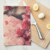 Alaskan Malamute mit Rose - Valentinstag Geschirrtuch (Viertel Falte)
