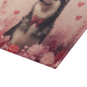 Alaskan Malamute mit Rose - Valentinstag Schneidebrett (Ecke)
