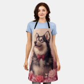 Alaskan Malamute mit Rose - Valentinstag Schürze (Getragen)