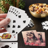 Alaskan Malamute mit Rose - Valentinstag Spielkarten (In Situ)