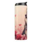 Alaskan Malamute mit Rose - Valentinstag Thermosbecher (Nach links gedreht)