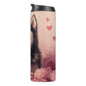 Alaskan Malamute mit Rose - Valentinstag Thermosbecher (Nach rechts gedreht)