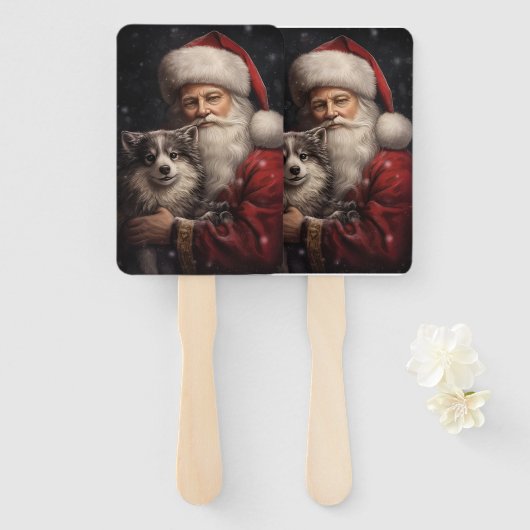 Alaskan Malamute mit Weihnachten des Weihnachtsman Fächer (Vorne und Hinten)