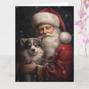 Alaskan Malamute mit Weihnachten des Weihnachtsman Karte