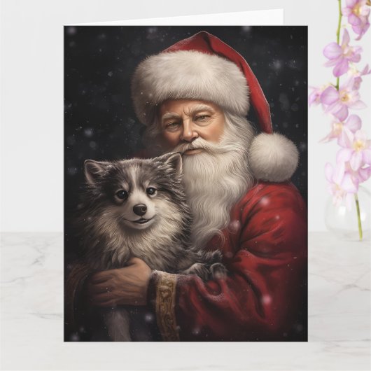 Alaskan Malamute mit Weihnachten des Weihnachtsman Karte (Orchidee)