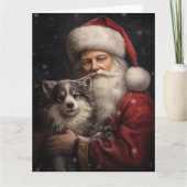 Alaskan Malamute mit Weihnachten des Weihnachtsman Karte (Vorderseite)