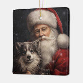 Alaskan Malamute mit Weihnachten des Weihnachtsman Keramikornament (Links)