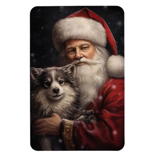 Alaskan Malamute mit Weihnachten des Weihnachtsman Magnet (Vertikal)
