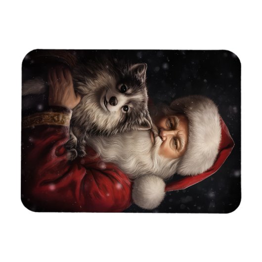 Alaskan Malamute mit Weihnachten des Weihnachtsman Magnet (Horizontal)