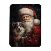 Alaskan Malamute mit Weihnachten des Weihnachtsman Magnet (Vertikal)