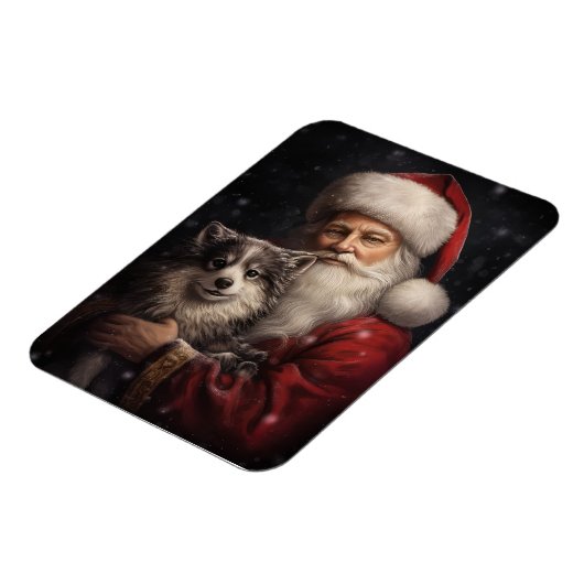 Alaskan Malamute mit Weihnachten des Weihnachtsman Magnet (Linke Seite)