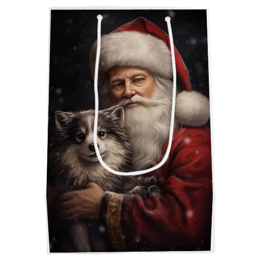 Alaskan Malamute mit Weihnachten des Weihnachtsman Mittlere Geschenktüte (Rückseite)